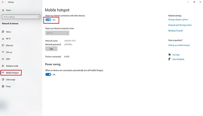 انتقال اینترنت کامپیوتر به گوشی با هات اسپات
