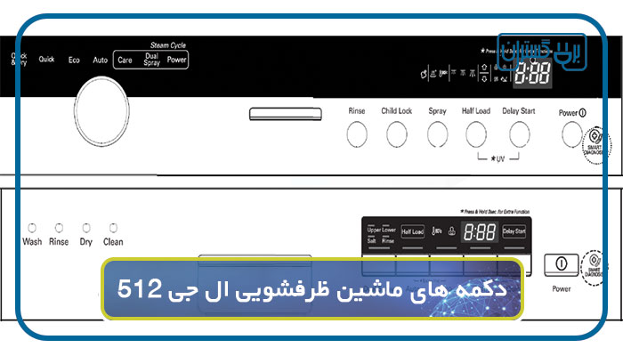 وظیفه دکمه‌ های ماشین ظرفشویی ال جی 512